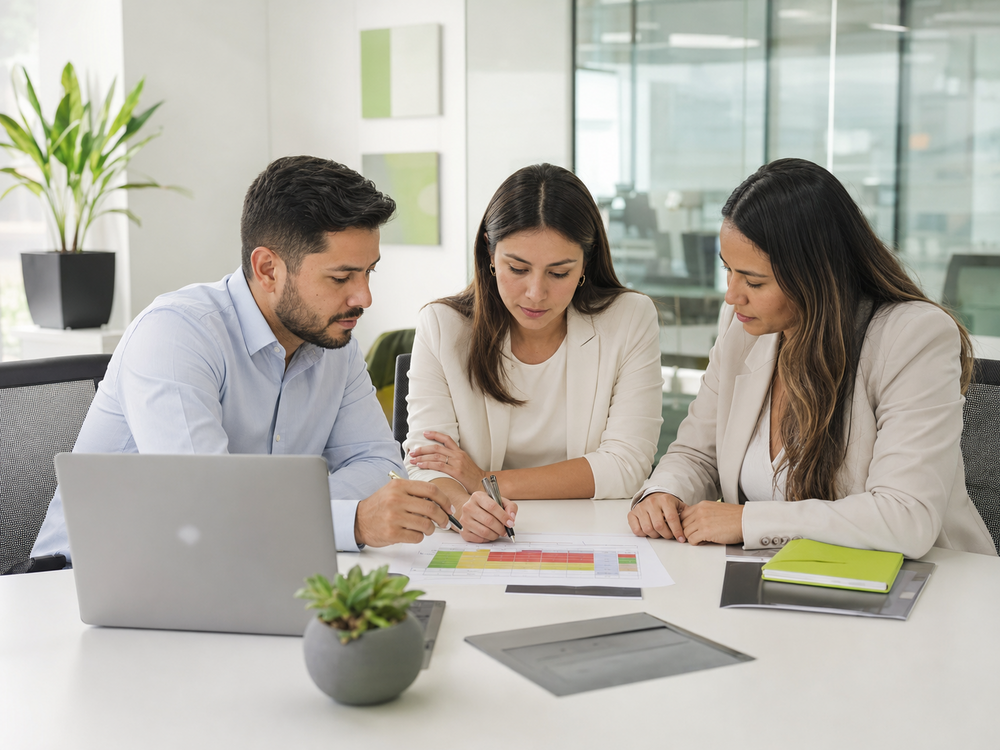 Equipo trabajando en la implementación de ISO 27001